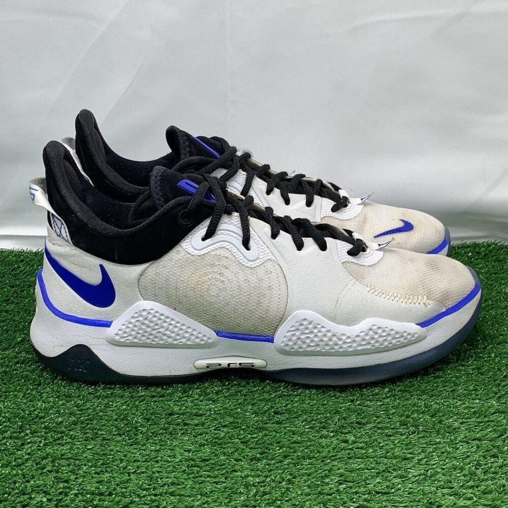 Nike PG 5 PlayStation White Blue Men’s Size 9.5 CW3144‑100 Basketball Sneaker